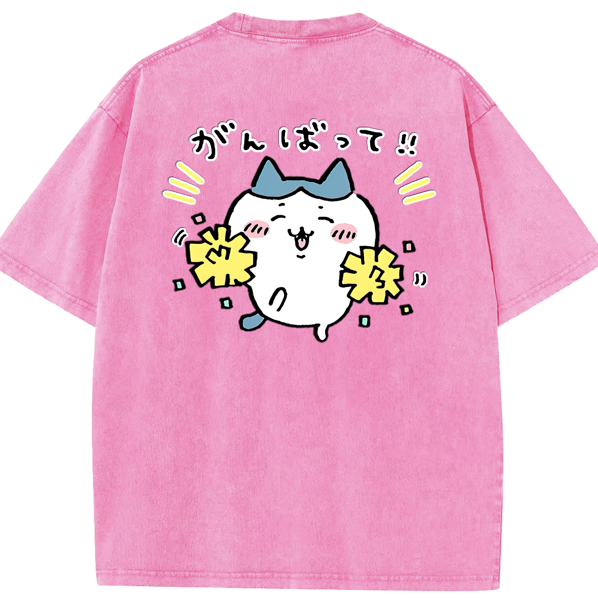 （画像用） ちいかわ ハチワレ Chii-kawa hachiware 綿100% ヴィンテージ風 半袖Tシャツ（背面プリント）